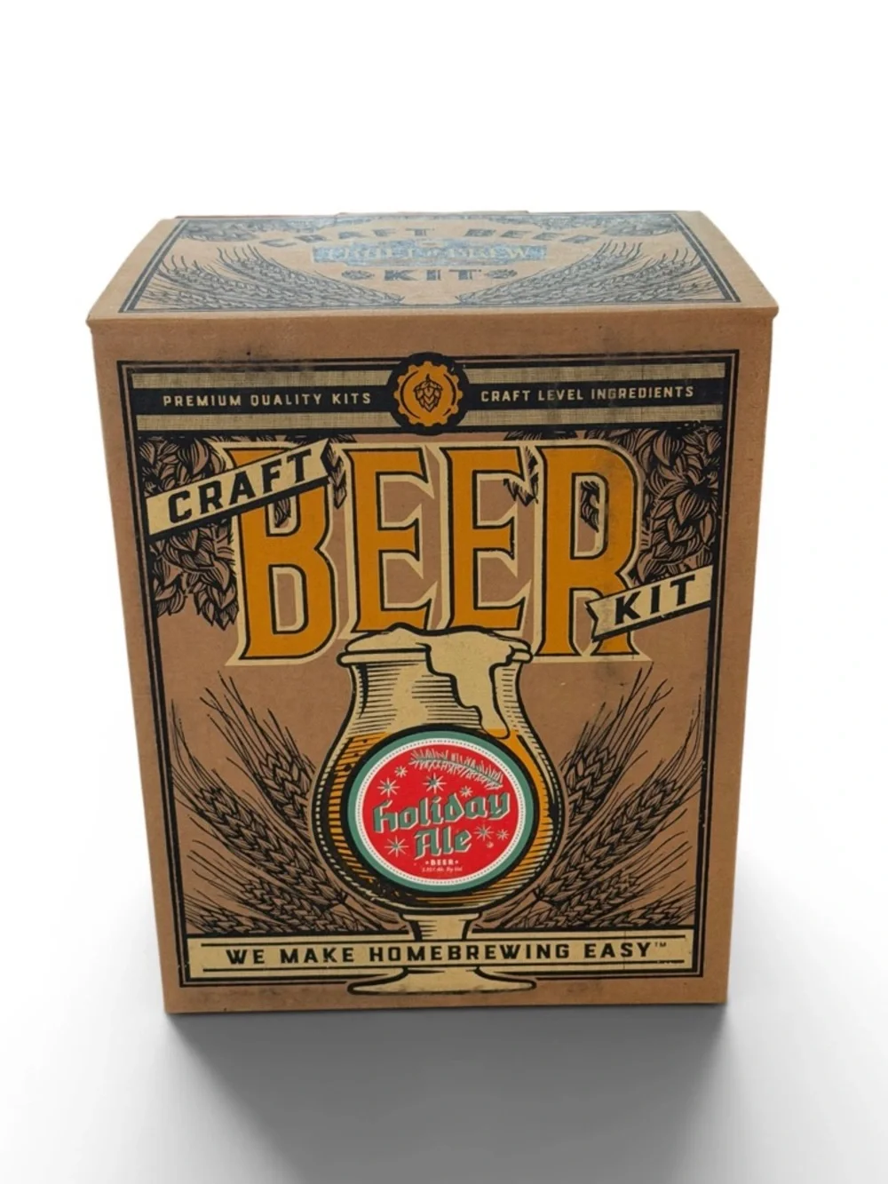 Craft Beer Kit Holiday Ale - Brown & Yellow Rustic Packaging- NWT!
